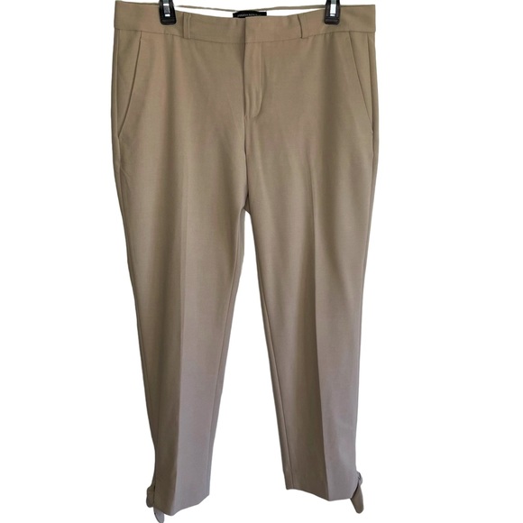 Banana Republic Avery Beige Straight Leg Cropped Trousers Pants w/ Bows - Picture 1 of 7